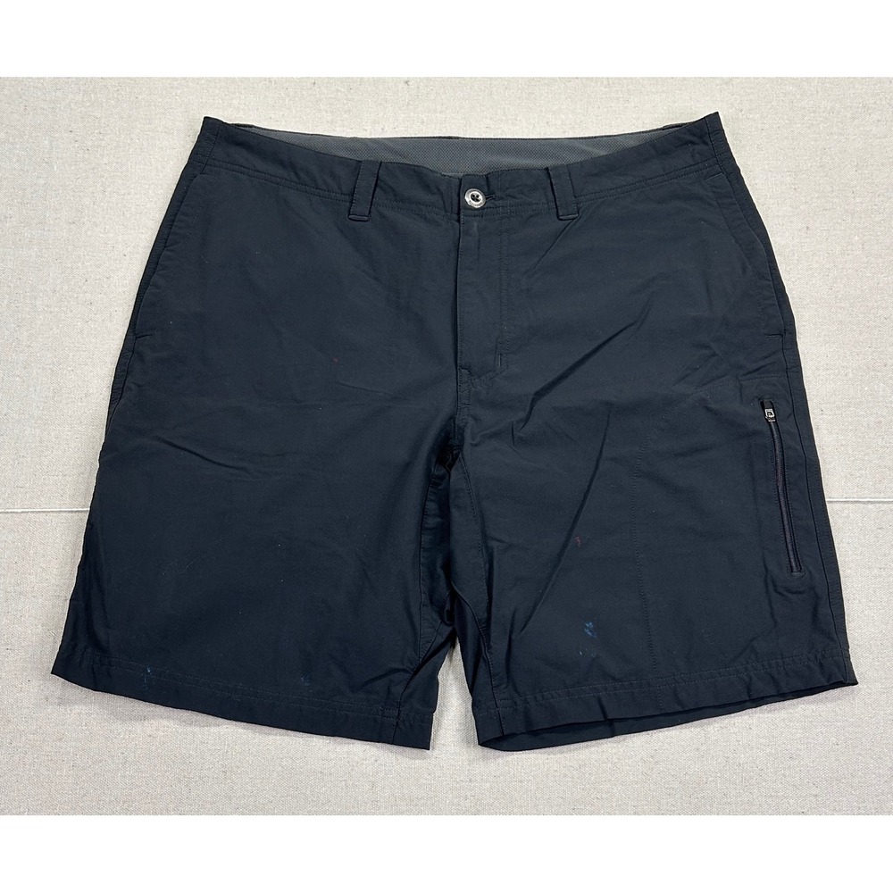 Patagonia Mens 34 Black Nylon Spandex Hiking Shorts Zip Pocket Tech WORK SHORTS